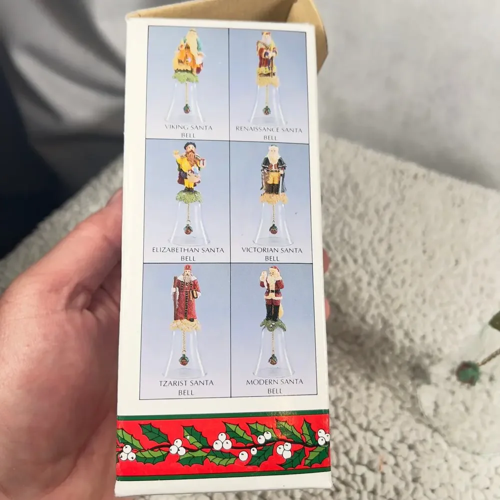 Novelino Christmas Through The Ages Glass Bell Resin Topper 1992 Modern Santa